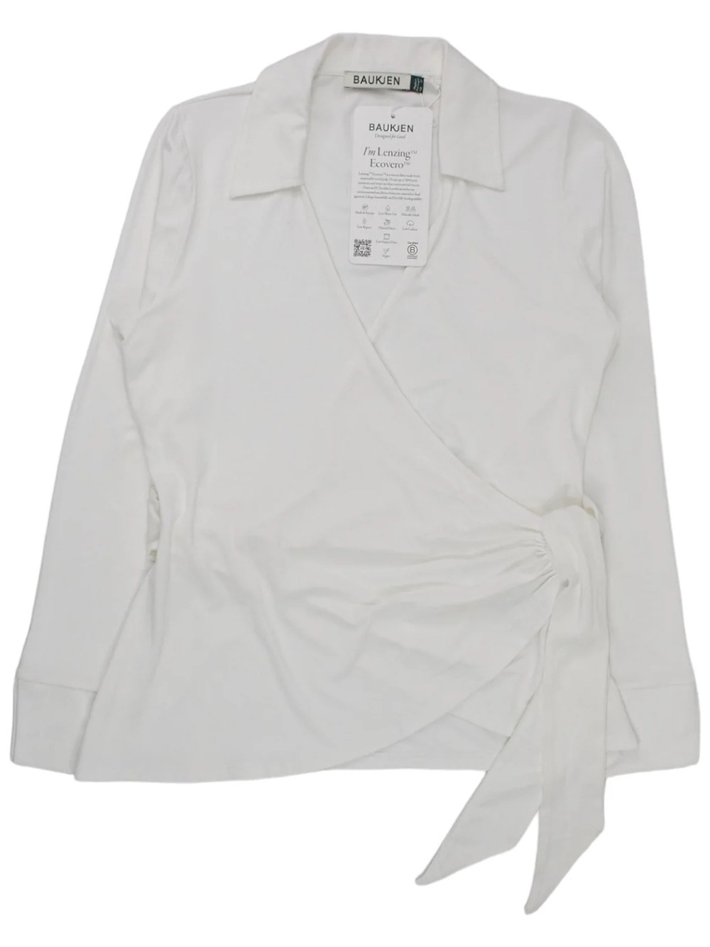 Baukjen White Wrap-Front Long Sleeve Top UK Size 12